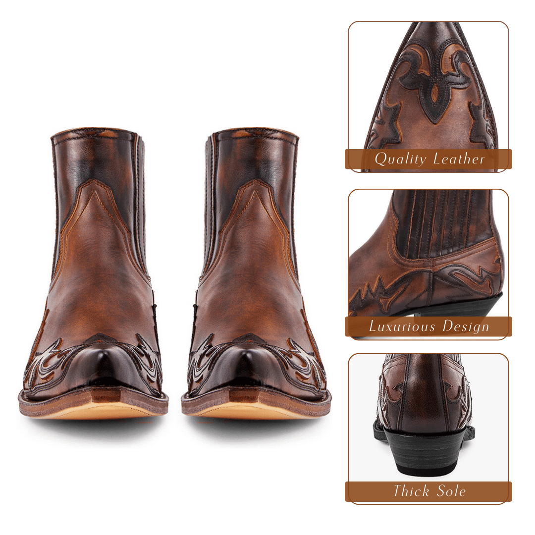 Brian Classic Low Cut Cowboy Boots - Stylish Comfort & Durability Homme8
