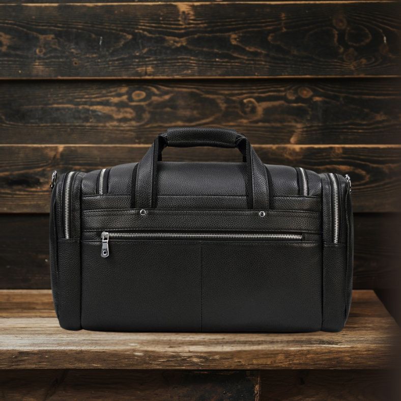 CHARLEROI Black Leather Duffle Bag - Stylish & Durable Travel Companion Homme8 leather duffle bag