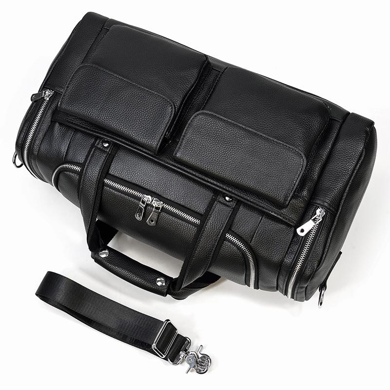 CHARLEROI Black Leather Duffle Bag - Stylish & Durable Travel Companion Homme8 leather duffle bag