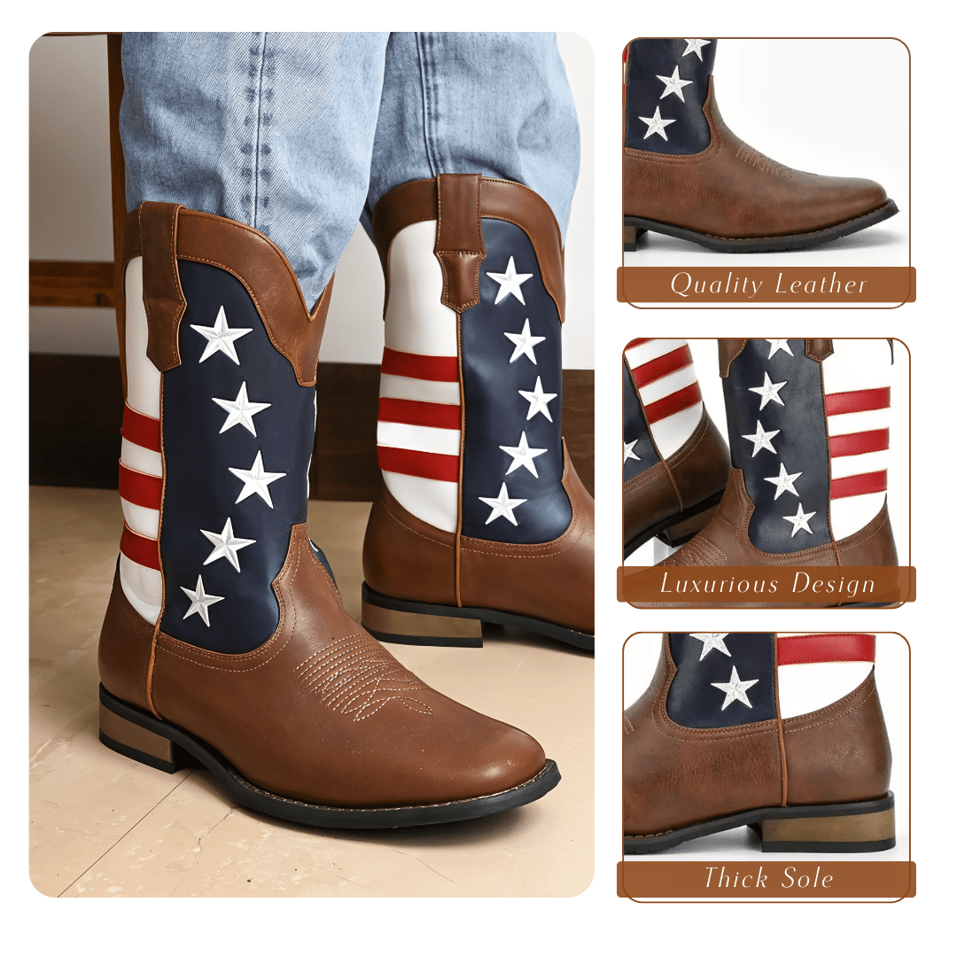 Custom American Flag Cowboy Boots - Western Style Enthusiasts Homme8