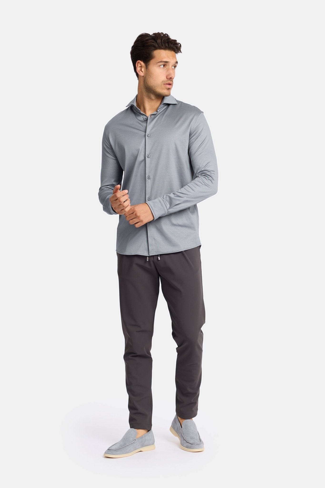 Elegant Mist Grey Formal Shirt - Perfect Fit & Timeless Style Homme8 Overhemden