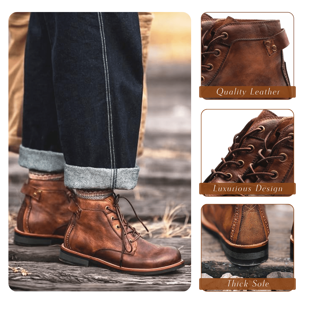Mark Classic Retro Leather Boots for Men - Timeless Style & Comfort Homme8