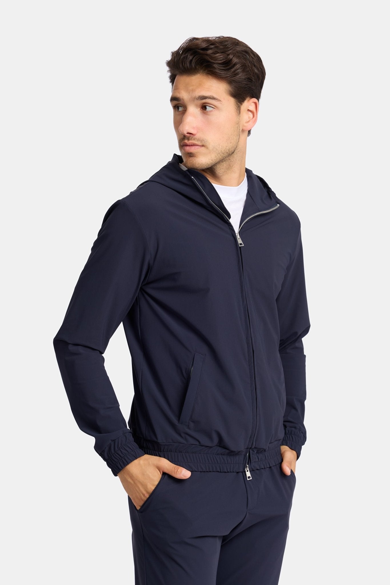 Midnight Blue Tech Vest with Hood - Stylish & Functional Gear Homme8 Trainingspak