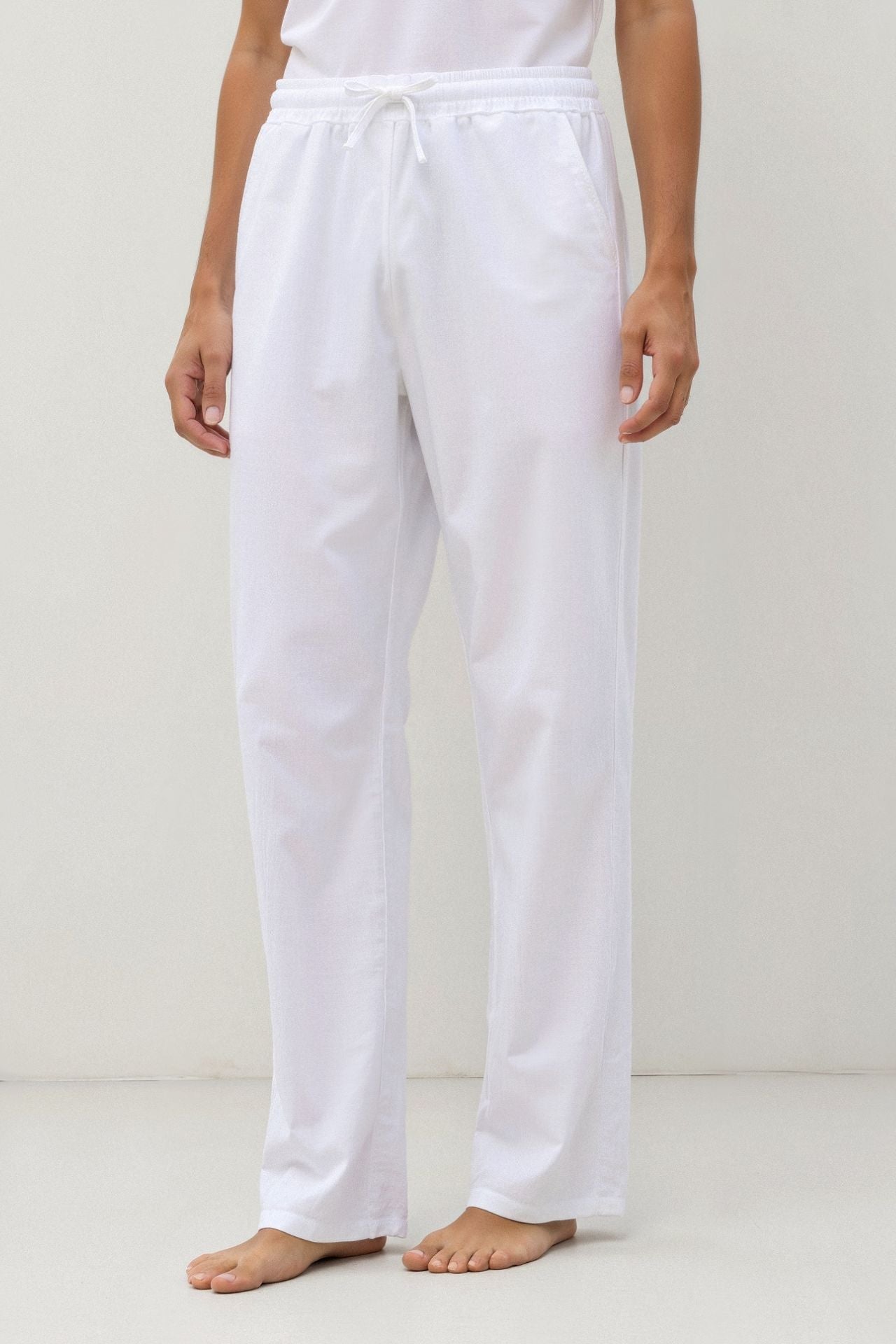 Old Money Cotton-Linen Drawstring Pants: Classic Comfort & Style Homme8