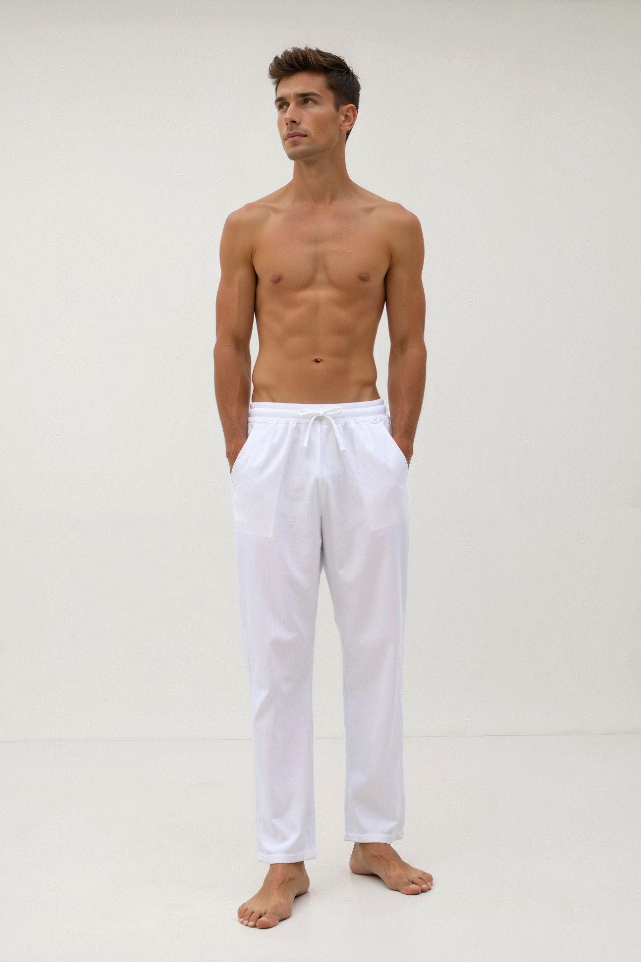 Old Money Cotton-Linen Drawstring Pants: Classic Comfort & Style Homme8