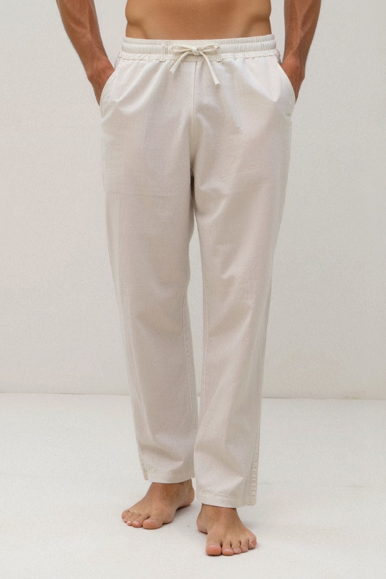 Old Money Cotton-Linen Drawstring Pants: Classic Comfort & Style Homme8