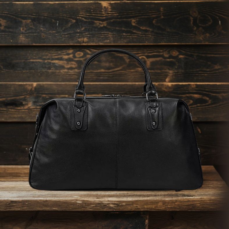 Premium Black Leather Holdall Bag NASHVILLE - Stylish & Durable Homme8 leather duffle bag