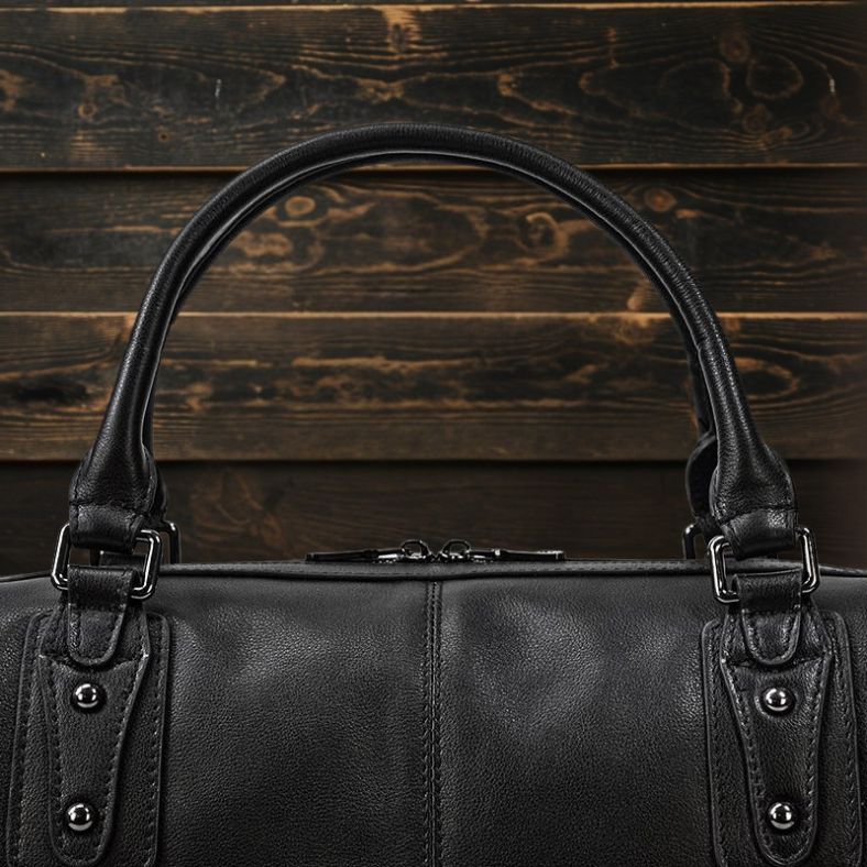 Premium Black Leather Holdall Bag NASHVILLE - Stylish & Durable Homme8 leather duffle bag