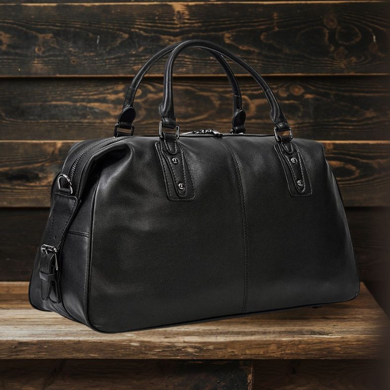Premium Black Leather Holdall Bag NASHVILLE - Stylish & Durable Homme8 leather duffle bag