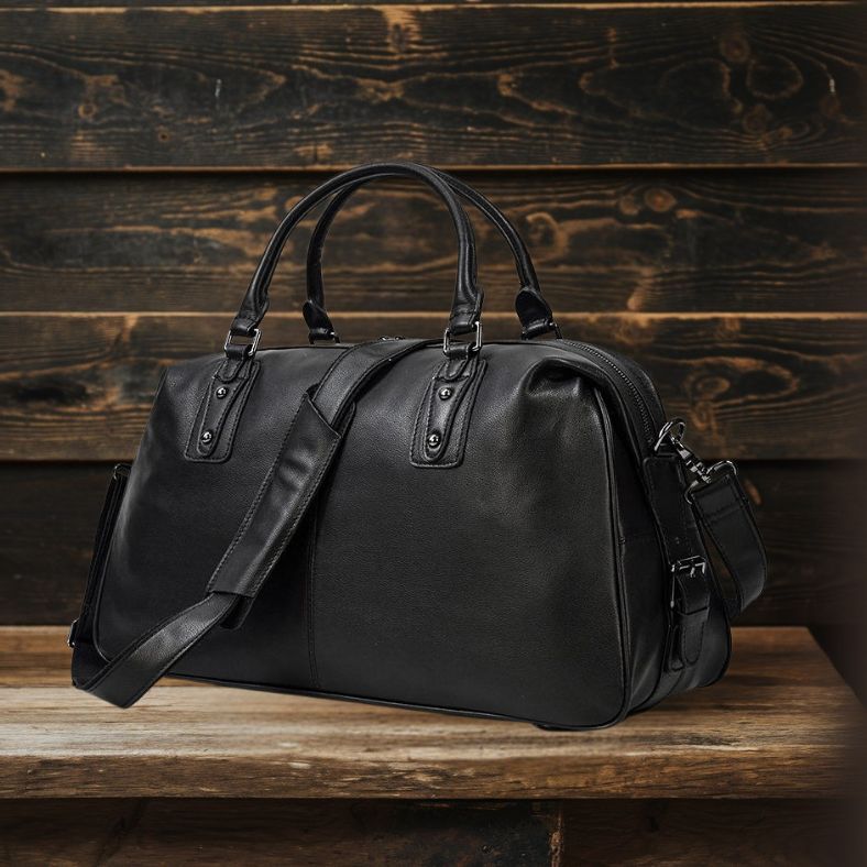 Premium Black Leather Holdall Bag NASHVILLE - Stylish & Durable Homme8 leather duffle bag