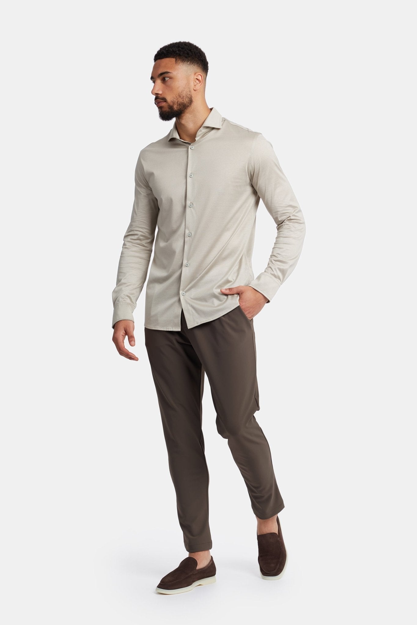 Sandstone Beige Formal Shirt - Elegant Comfort & Timeless Style Homme8 Overhemden