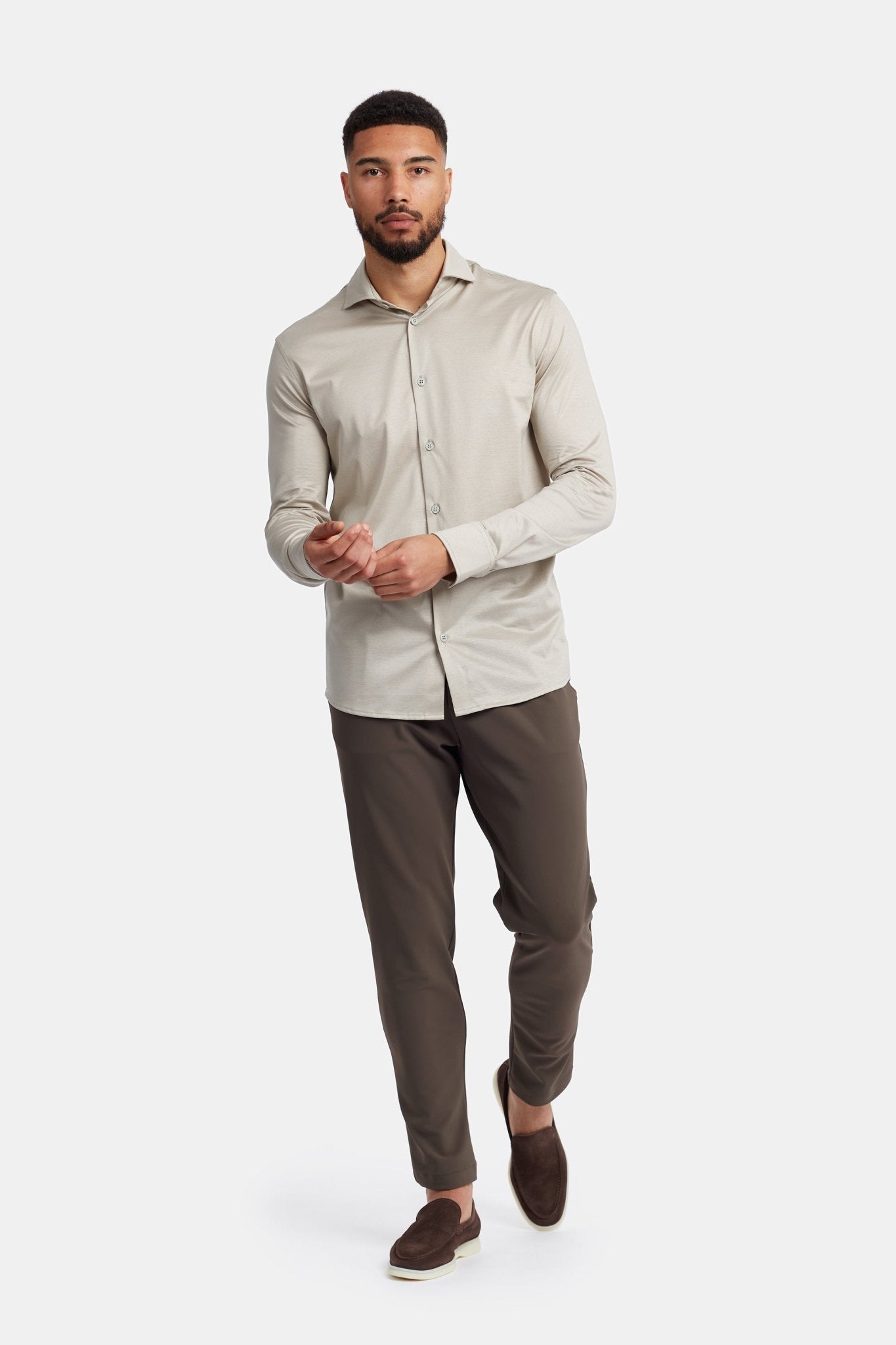 Sandstone Beige Formal Shirt - Elegant Comfort & Timeless Style Homme8 Overhemden