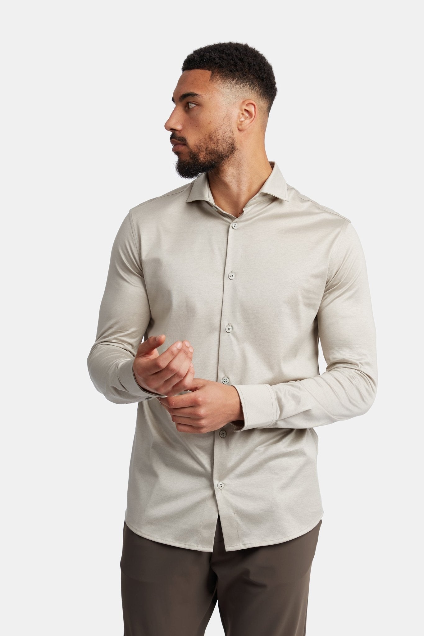 Sandstone Beige Formal Shirt - Elegant Comfort & Timeless Style Homme8 Overhemden