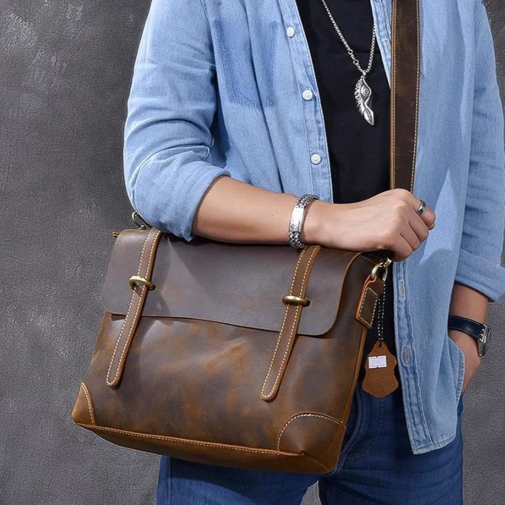 Stylish Brown Leather Handbag YPRES - Durable & Chic Design Homme8 luxury handbag
