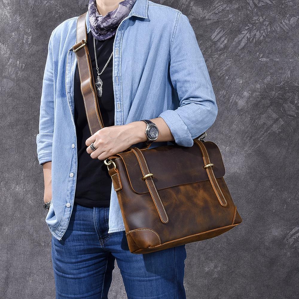 Stylish Brown Leather Handbag YPRES - Durable & Chic Design Homme8 luxury handbag