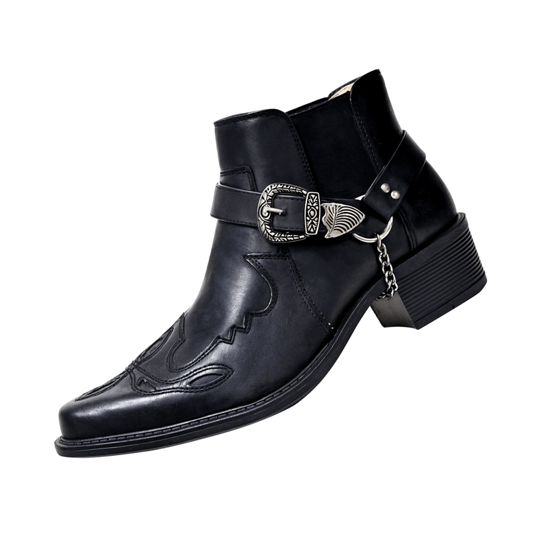 Sverre Pointed Toe Cowboy Boots with Chain Buckle Detail Homme8