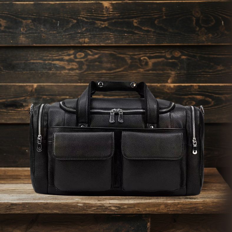 CHARLEROI Black Leather Duffle Bag - Stylish & Durable Travel Companion Homme8 leather duffle bag