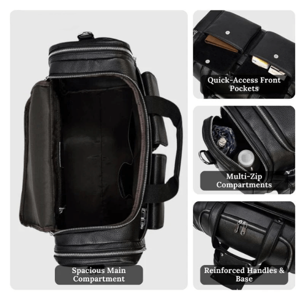 CHARLEROI Black Leather Duffle Bag - Stylish & Durable Travel Companion Homme8 leather duffle bag
