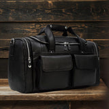 CHARLEROI Black Leather Duffle Bag - Stylish & Durable Travel Companion Homme8 leather duffle bag