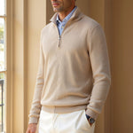Classic Old Money Knitted Wool Zip Sweater for Timeless Elegance Homme8 