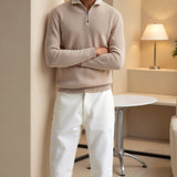 Classic Old Money Knitted Wool Zip Sweater for Timeless Elegance Homme8 