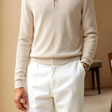 Classic Old Money Knitted Wool Zip Sweater for Timeless Elegance Homme8 