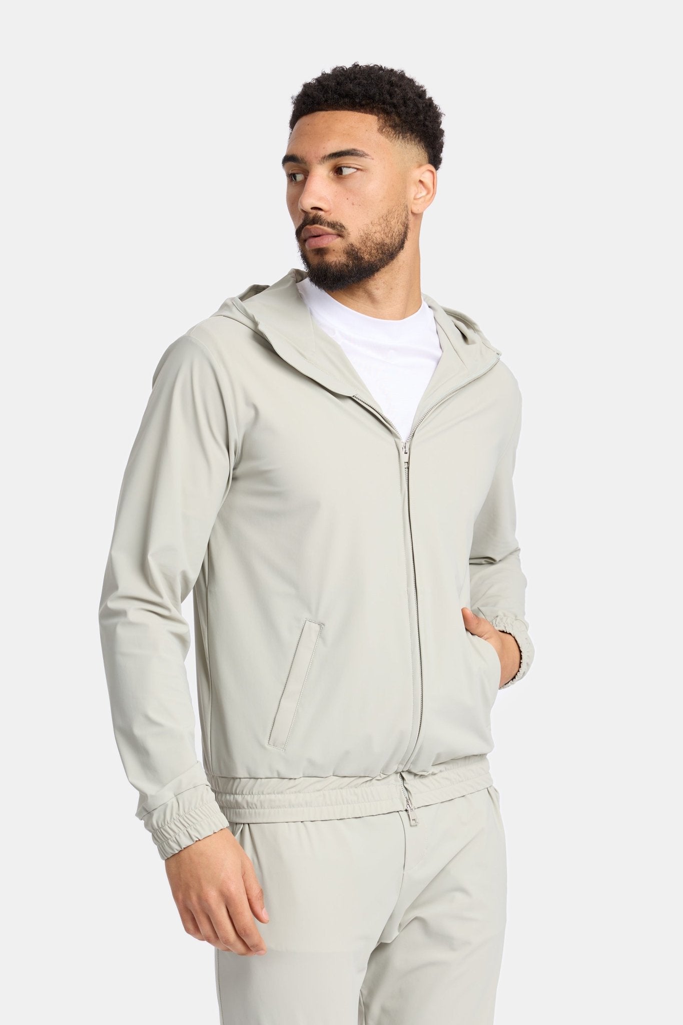 Cloud Grey Hooded Tech Suit - Stylish Comfort & Performance Homme8 Trainingspak