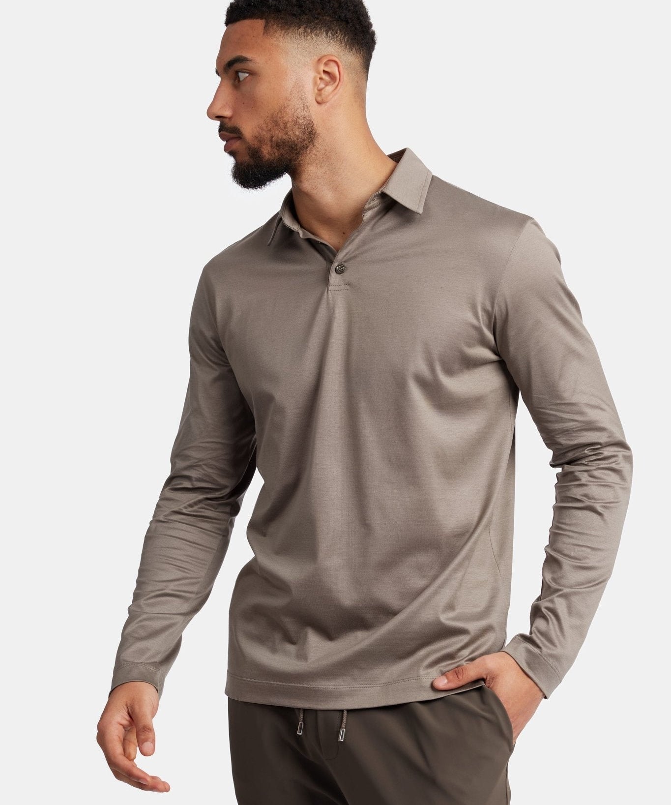 Desert Taupe Long Sleeve Polo Shirt - Stylish & Versatile Homme8 Polo's