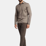 Desert Taupe Long Sleeve Polo Shirt - Stylish & Versatile Homme8 Polo's