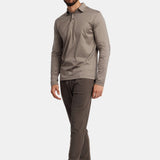 Desert Taupe Long Sleeve Polo Shirt - Stylish & Versatile Homme8 Polo's