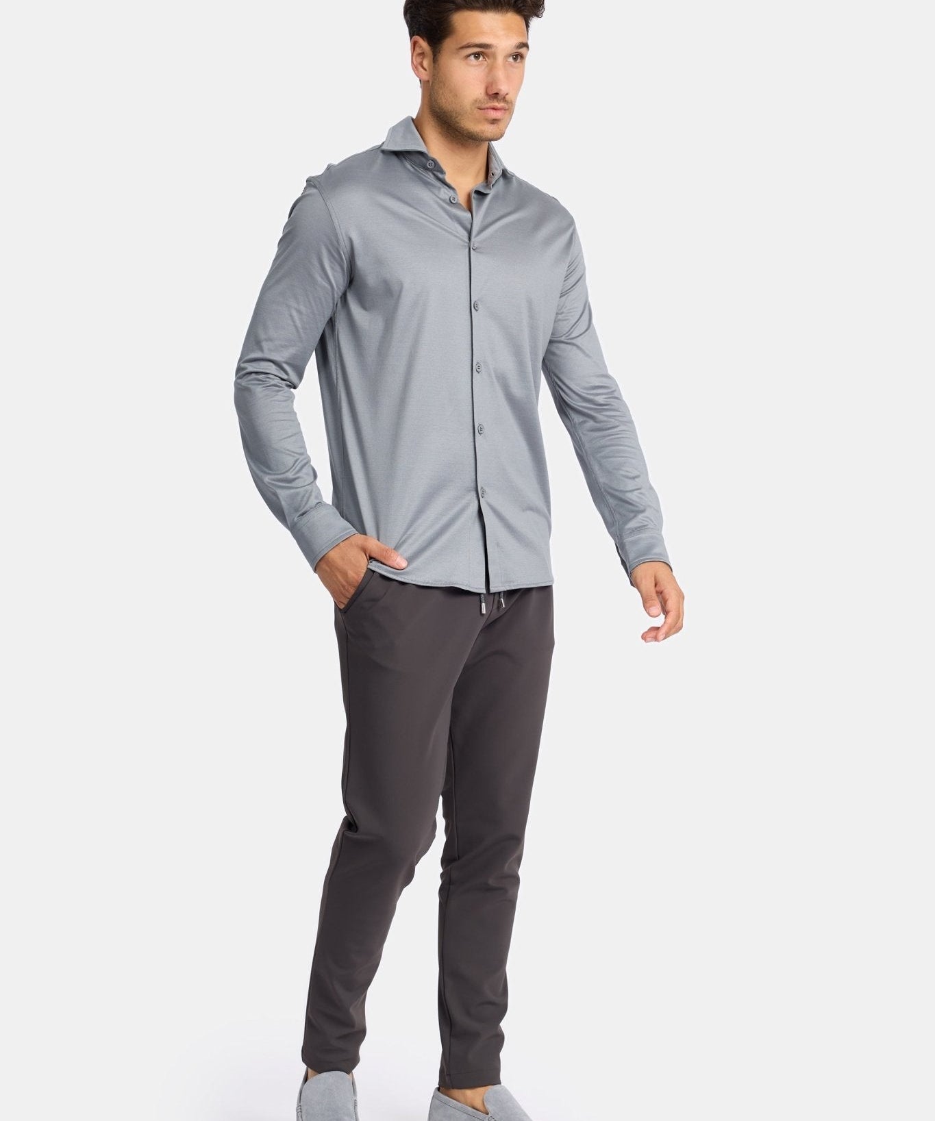 Elegant Mist Grey Formal Shirt - Perfect Fit & Timeless Style Homme8 Overhemden