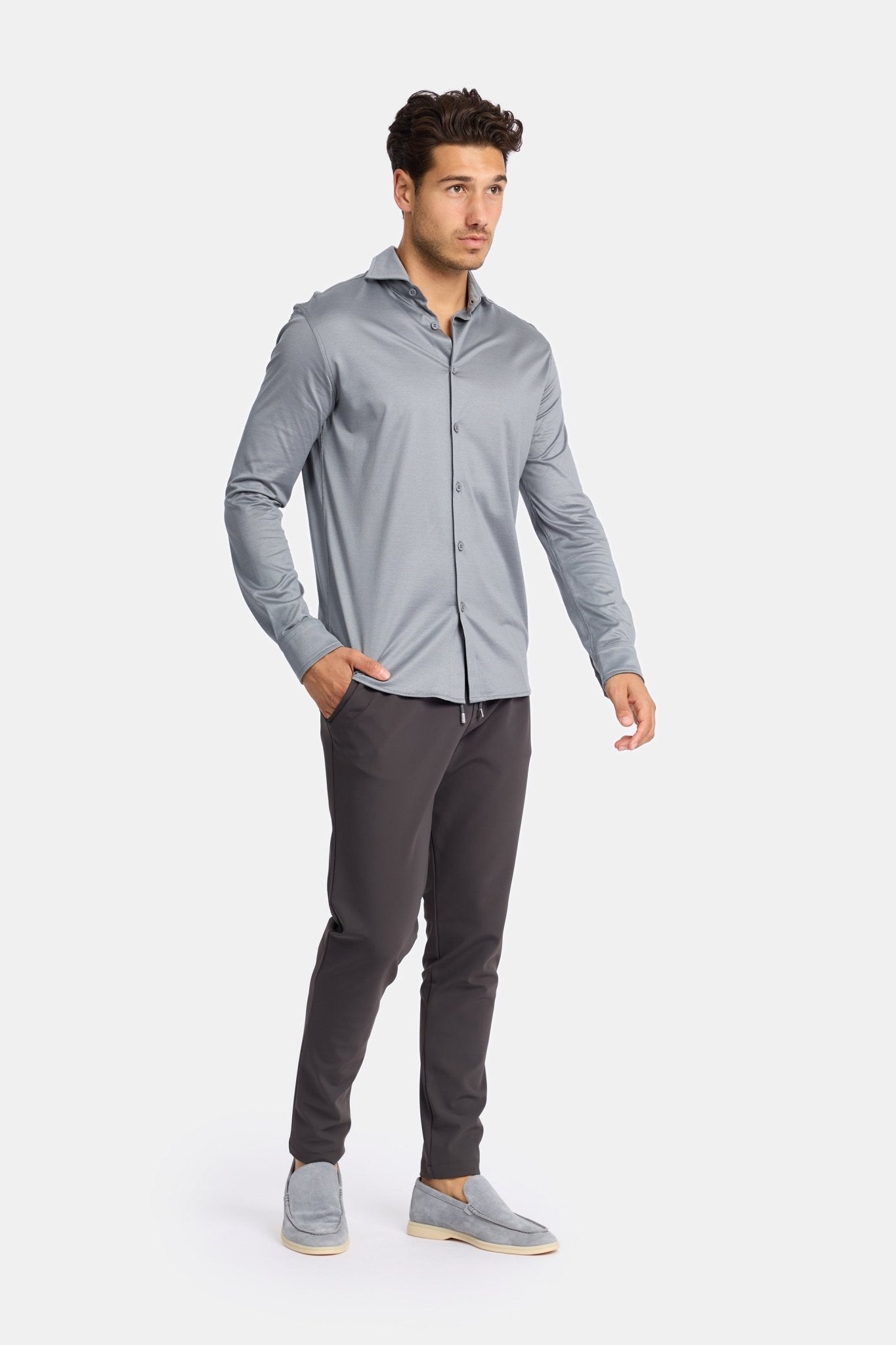 Elegant Mist Grey Formal Shirt - Perfect Fit & Timeless Style Homme8 Overhemden