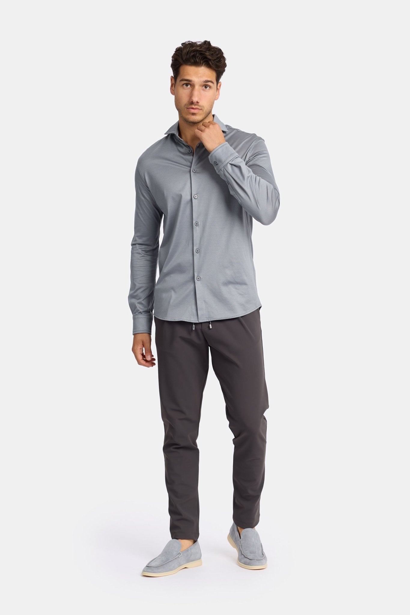 Elegant Mist Grey Formal Shirt - Perfect Fit & Timeless Style Homme8 Overhemden