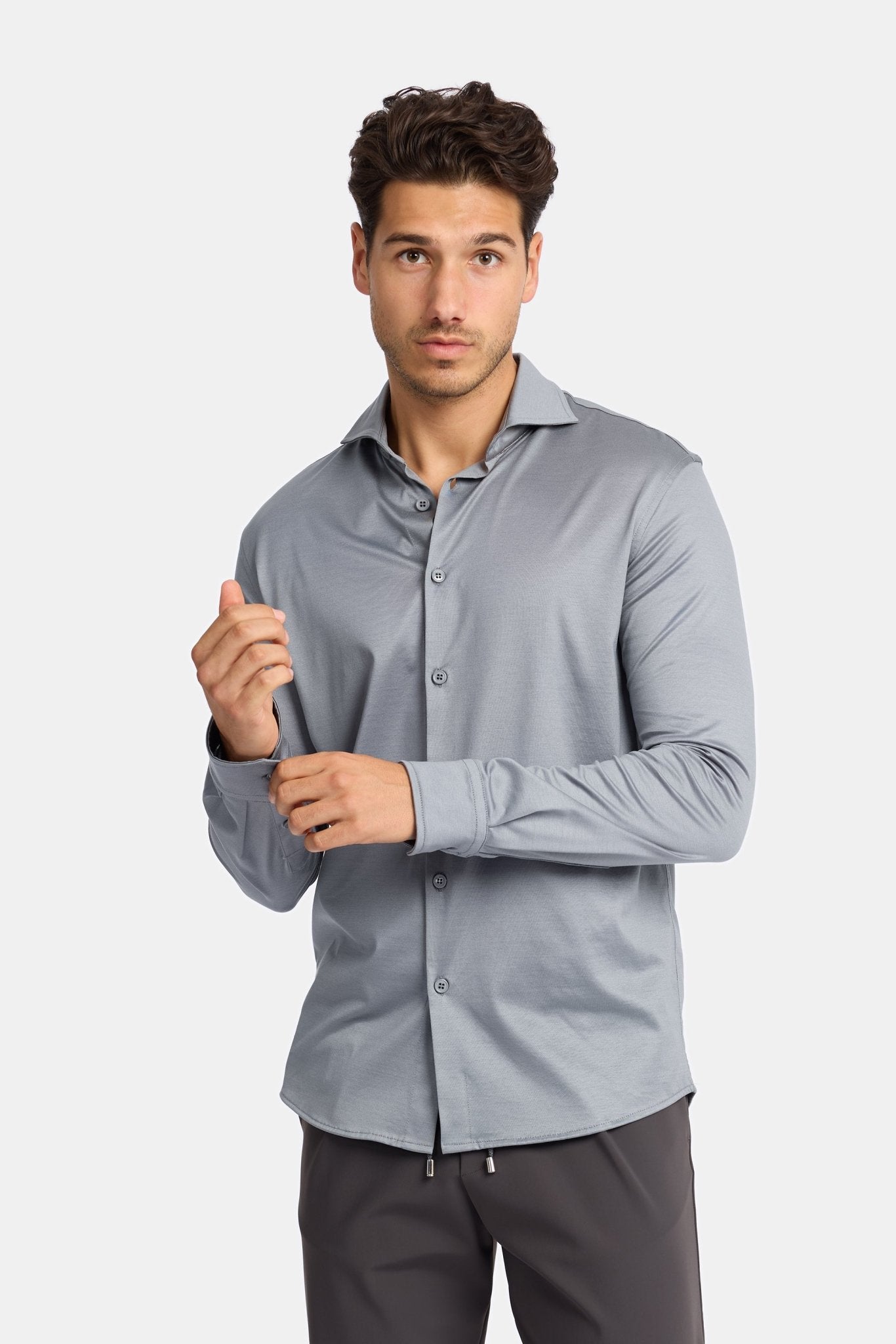 Elegant Mist Grey Formal Shirt - Perfect Fit & Timeless Style Homme8 Overhemden