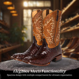 Gustav Mid-Calf Leather Boots - Stylish Embroidered Design