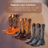Gustav Mid-Calf Leather Boots - Stylish Embroidered Design