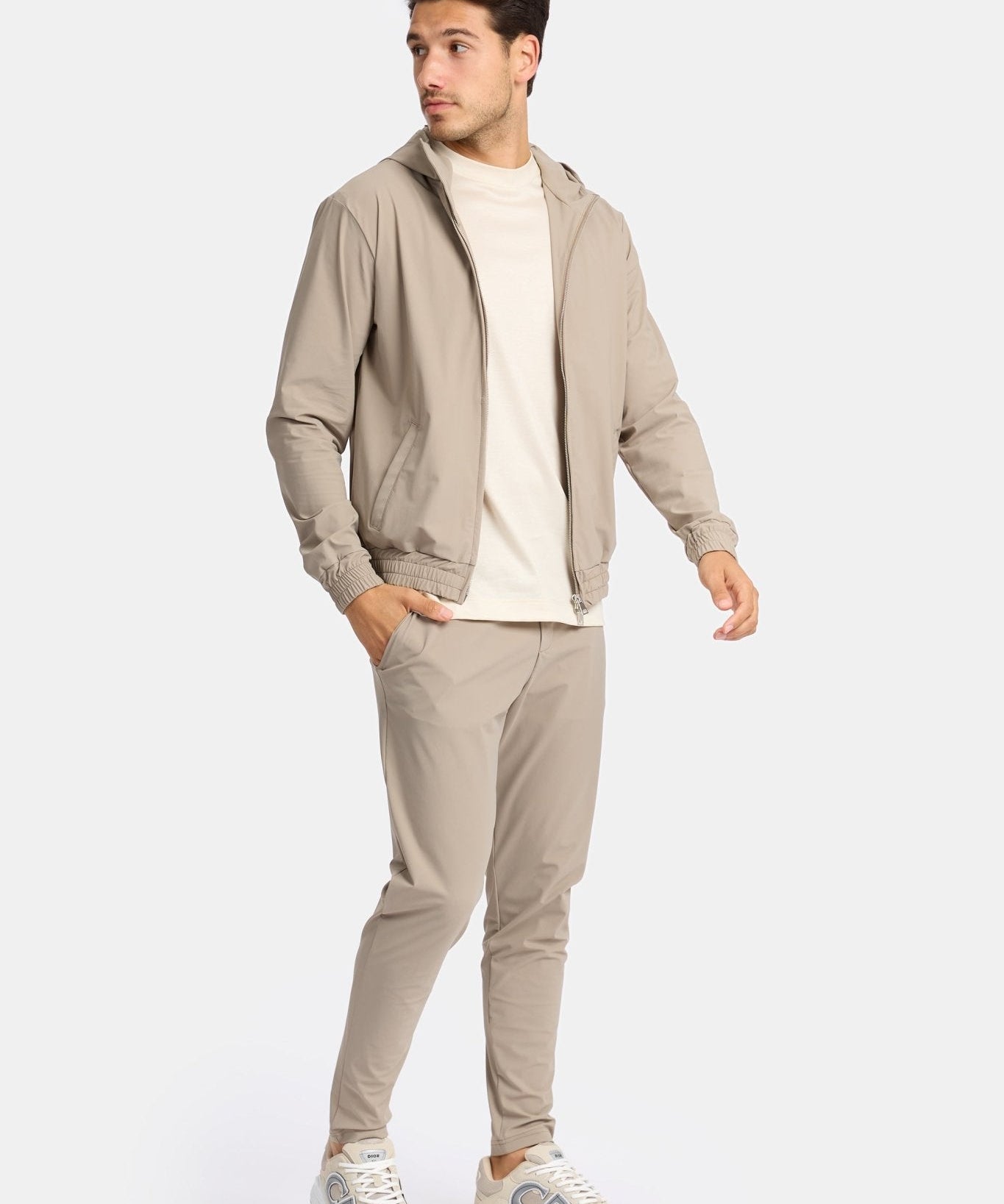 Light Beige Hooded Tech Suit - Stylish Comfort & Versatility Homme8 Trainingspak