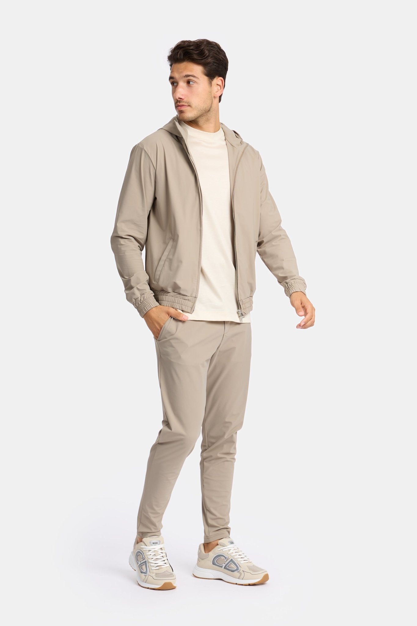 Light Beige Hooded Tech Suit - Stylish Comfort & Versatility Homme8 Trainingspak