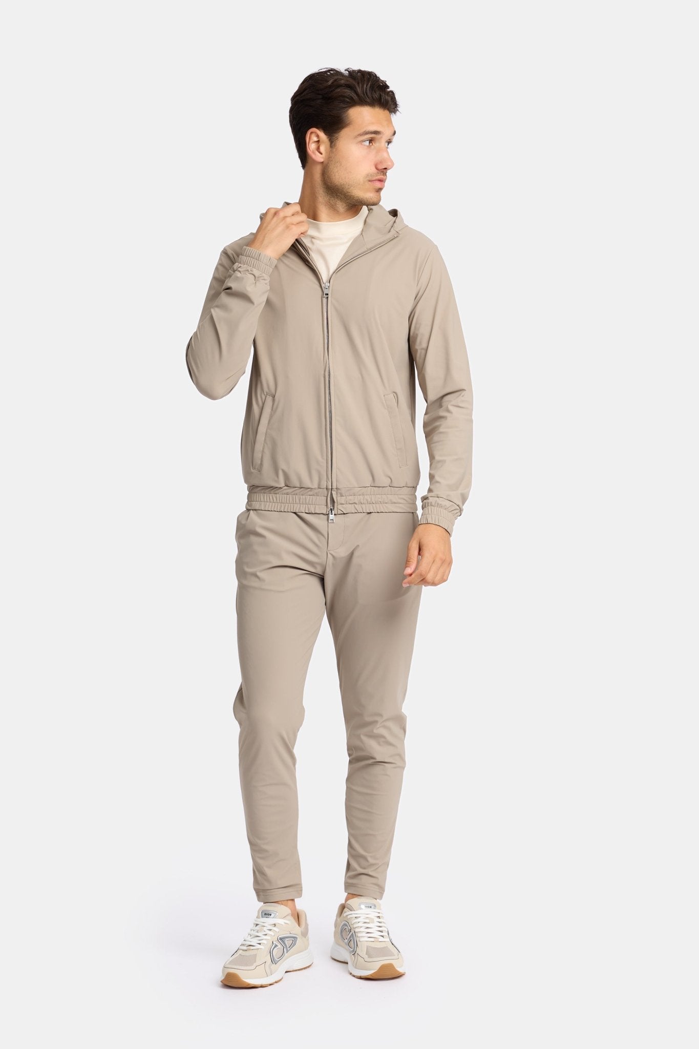 Light Beige Hooded Tech Suit - Stylish Comfort & Versatility Homme8 Trainingspak
