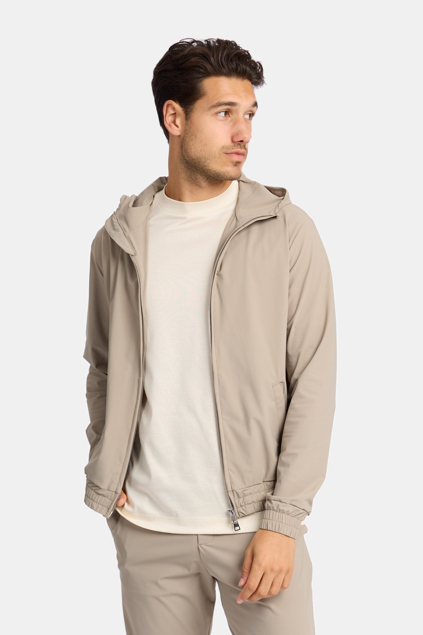 Light Beige Hooded Tech Suit - Stylish Comfort & Versatility Homme8 Trainingspak