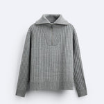 Luxurious Old Money Warm Zip-Up Pullover Sweater for Comfort Homme8 