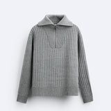 Luxurious Old Money Warm Zip-Up Pullover Sweater for Comfort Homme8 