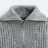 Luxurious Old Money Warm Zip-Up Pullover Sweater for Comfort Homme8 