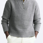 Luxurious Old Money Warm Zip-Up Pullover Sweater for Comfort Homme8 