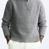 Luxurious Old Money Warm Zip-Up Pullover Sweater for Comfort Homme8 