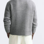 Luxurious Old Money Warm Zip-Up Pullover Sweater for Comfort Homme8 