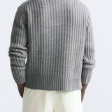 Luxurious Old Money Warm Zip-Up Pullover Sweater for Comfort Homme8 