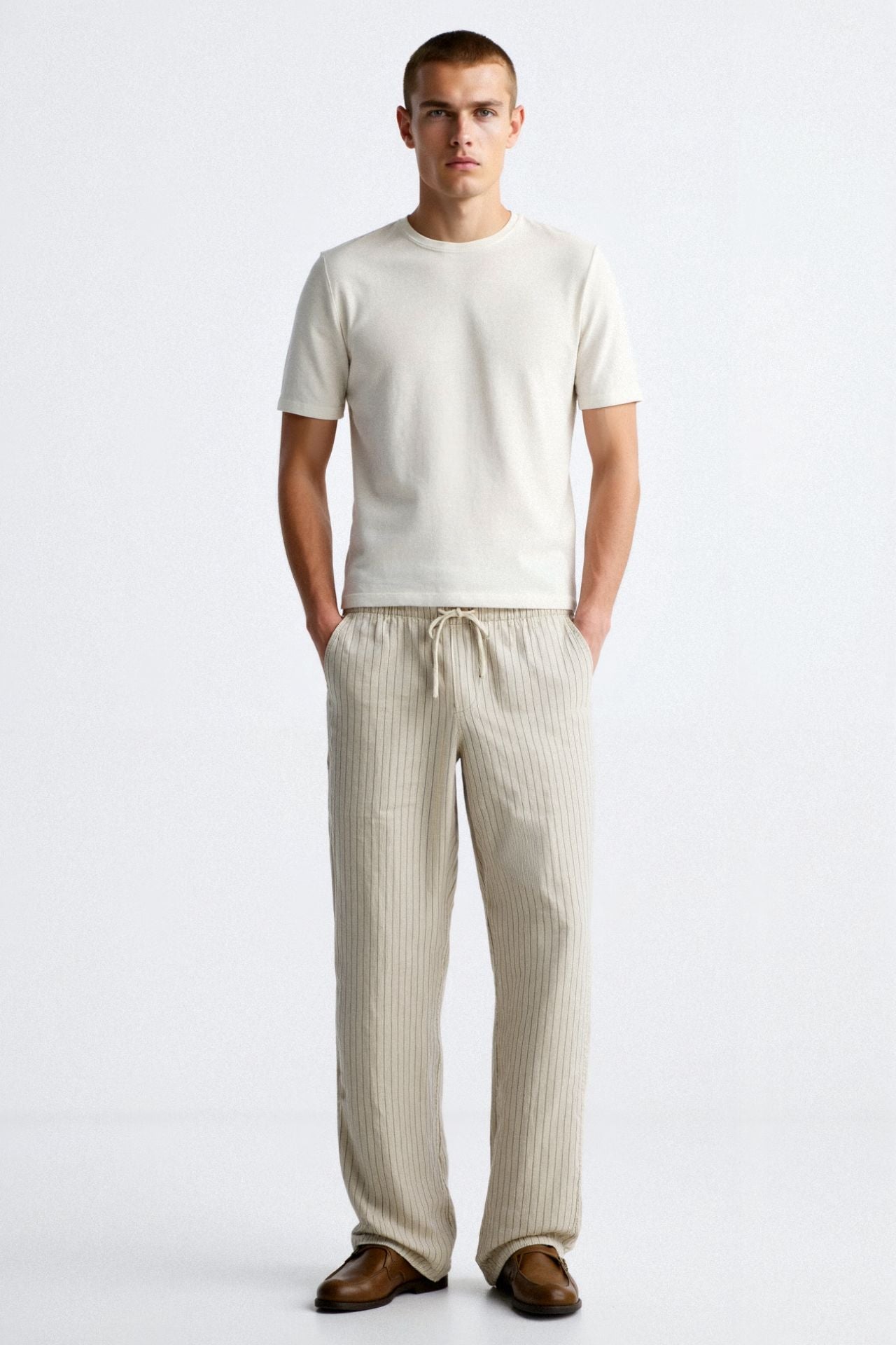 Luxury Breathable Linen Drawstring Pants for Effortless Elegance Homme8 