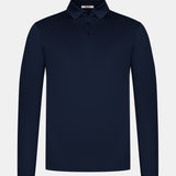 Midnight Blue Long Sleeve Polo Shirt - Stylish Comfort & Versatility Homme8 Polo's