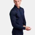 Midnight Blue Long Sleeve Polo Shirt - Stylish Comfort & Versatility Homme8 Polo's
